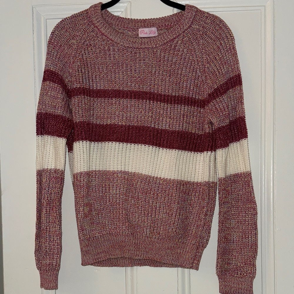 Pink Lily - Just Think of Me Pink Colorblock Sweater (M)